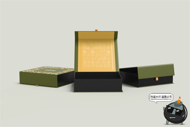 图片[13]-正方形磁吸翻盖文创礼盒硬纸盒包装盒效果展示样机PSD模板PS素材-设计猿