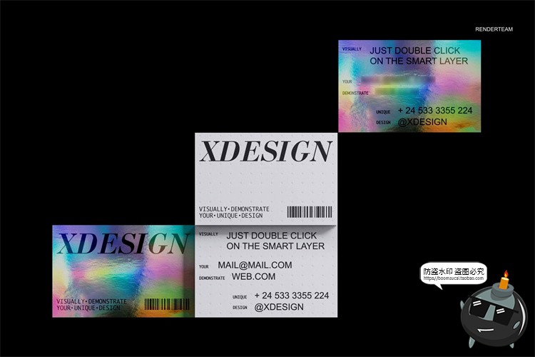 图片[5]-潮流物料品牌全息镭射快递气泡包装袋名片手机包装PSD样机PS素材-设计猿