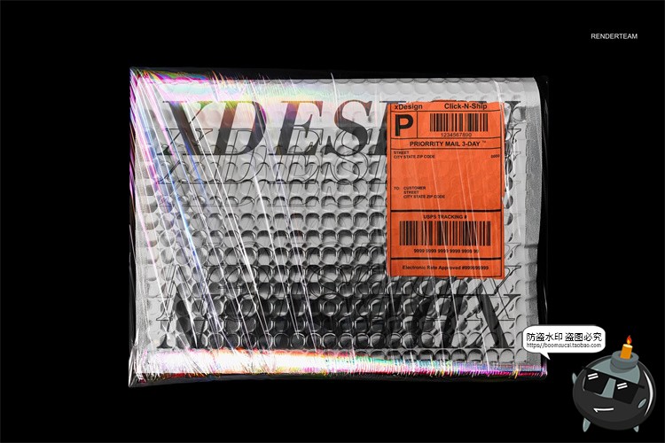 图片[9]-潮流物料品牌全息镭射快递气泡包装袋名片手机包装PSD样机PS素材-设计猿