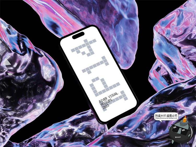 图片[2]-设备屏幕演示水晶宝石3D立体背景iPhone苹果电脑PSD样机模板素材-设计猿