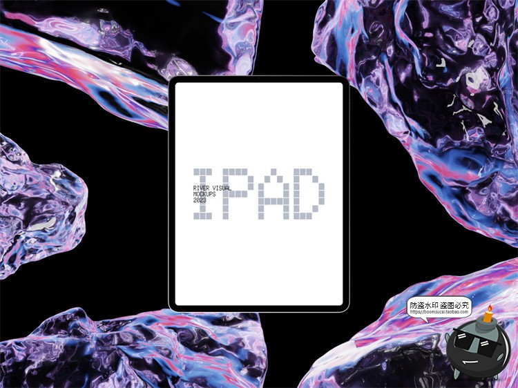 设备屏幕演示水晶宝石3D立体背景iPhone苹果电脑PSD样机模板素材-设计猿