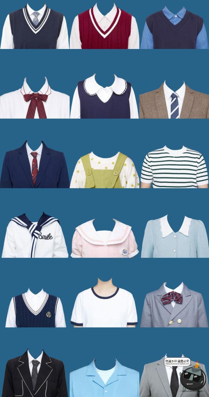 证件照韩式学院风服装上衣衣服西装毛衣正式领带领结服装PSD模板PS素材-设计猿