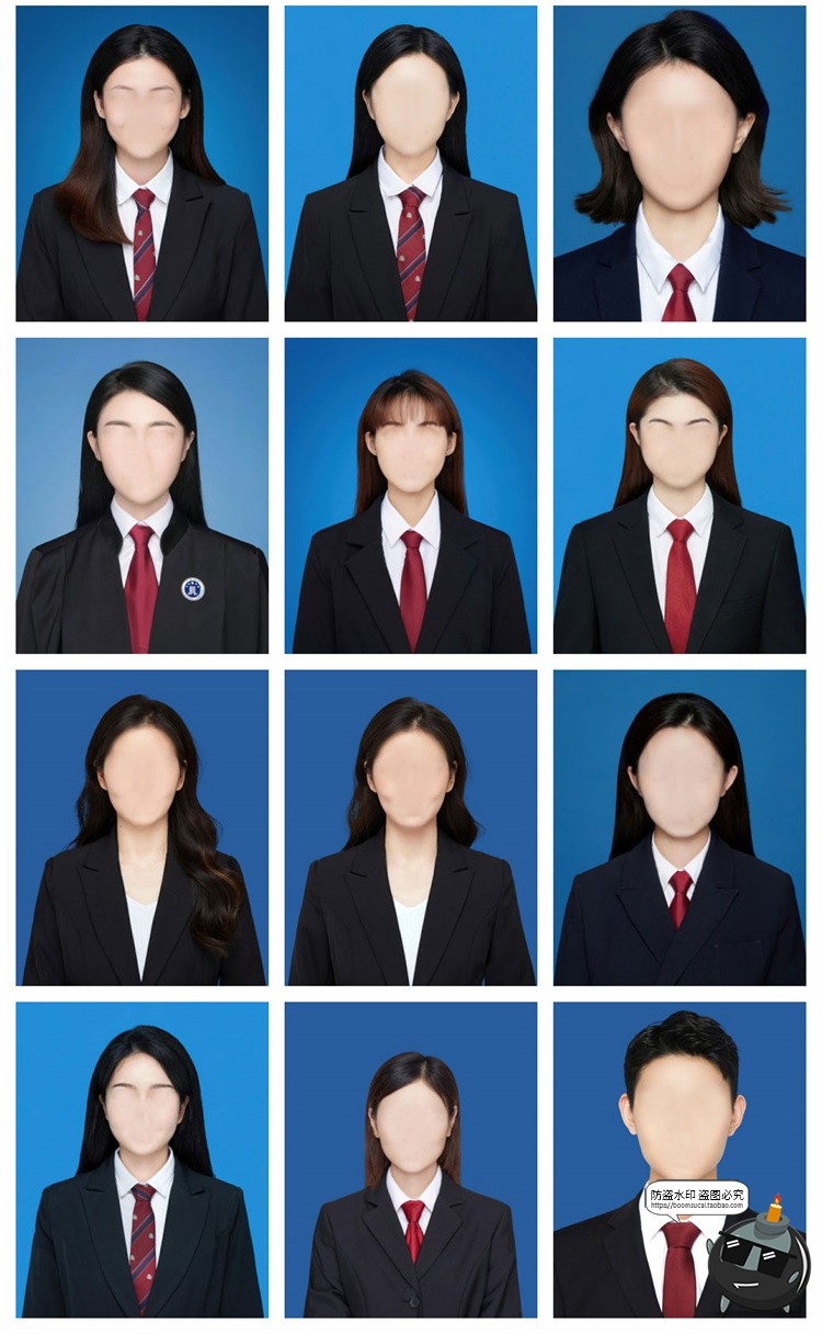 证件照男女西装红领带职业装正式装上衣衣服发型形象照PSD模板免抠素材-设计猿