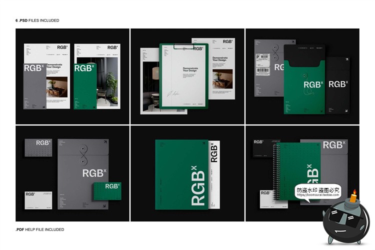 图片[2]-潮流物料LOGO标志办公文具档案袋文件夹名片信纸PSD模板样机素材-设计猿