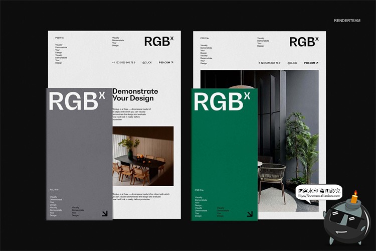 图片[3]-潮流物料LOGO标志办公文具档案袋文件夹名片信纸PSD模板样机素材-设计猿