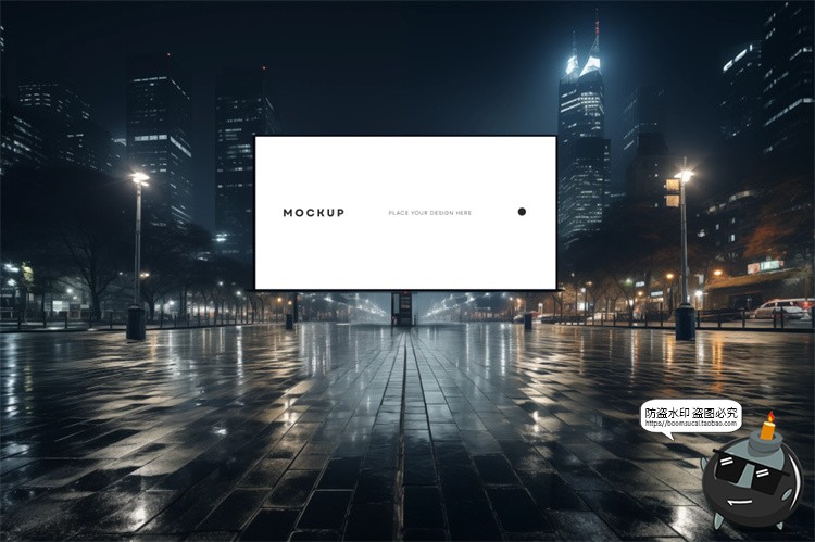 图片[4]-城市夜景户外街道大屏发光灯箱广告牌样机效果图展示PSD模板素材-设计猿