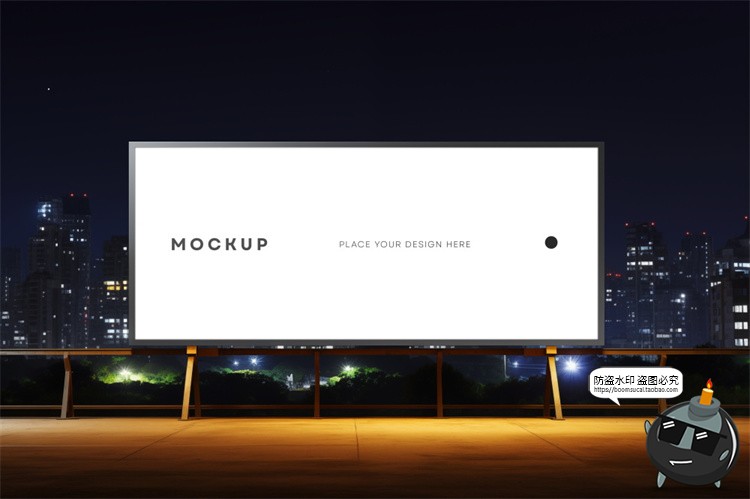 图片[5]-城市夜景户外街道大屏发光灯箱广告牌样机效果图展示PSD模板素材-设计猿