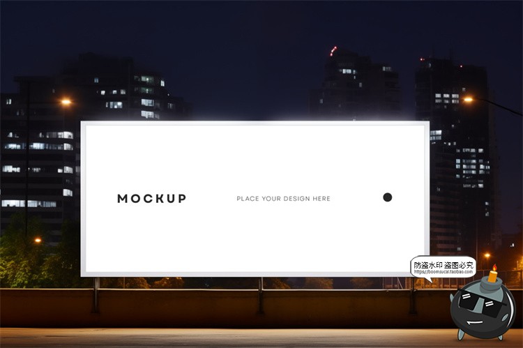 图片[7]-城市夜景户外街道大屏发光灯箱广告牌样机效果图展示PSD模板素材-设计猿