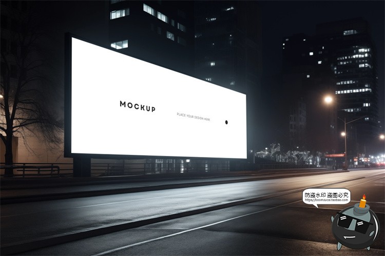图片[9]-城市夜景户外街道大屏发光灯箱广告牌样机效果图展示PSD模板素材-设计猿
