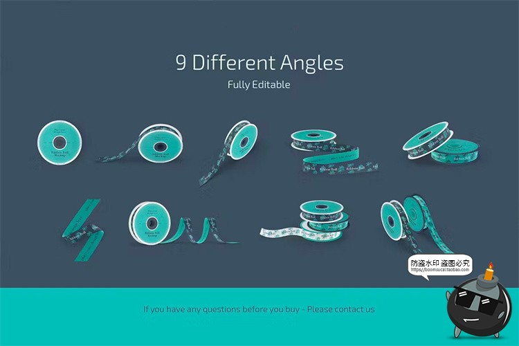 图片[2]-礼品包装打包带丝带卷绑带彩带品牌logo印花贴图样机PSD模板素材-设计猿