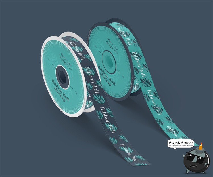 图片[4]-礼品包装打包带丝带卷绑带彩带品牌logo印花贴图样机PSD模板素材-设计猿