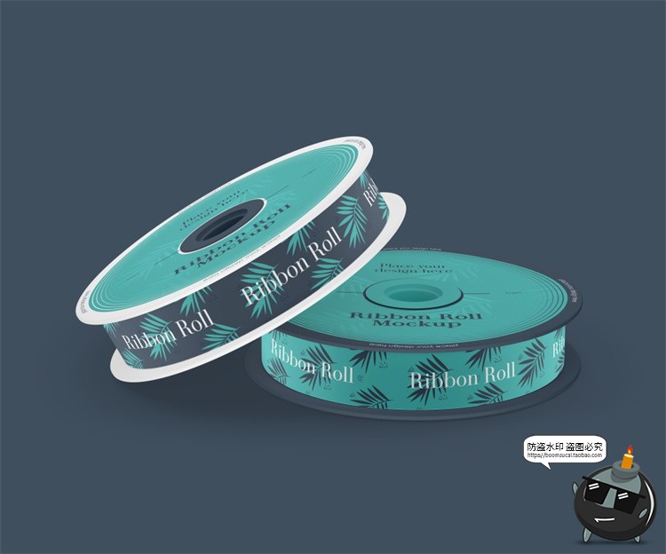 礼品包装打包带丝带卷绑带彩带品牌logo印花贴图样机PSD模板素材-设计猿