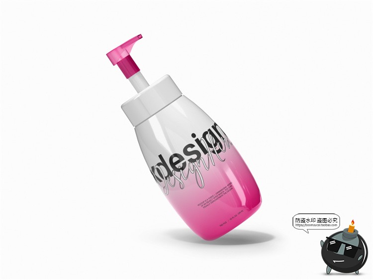图片[3]-洗手液洗洁精皂液按压塑料瓶泵瓶logo贴图外包装样机PSD模板素材-设计猿