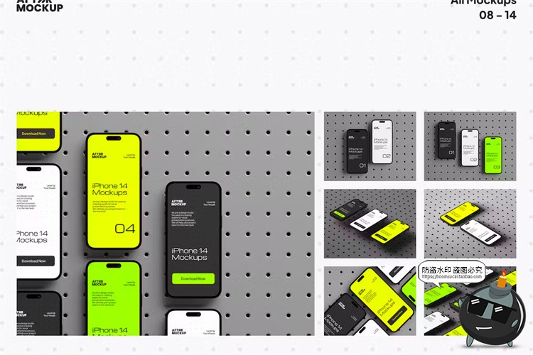 图片[2]-工业风带钉板背景手机屏幕演示作品APPUI效果展示贴图PSD样机模板-设计猿