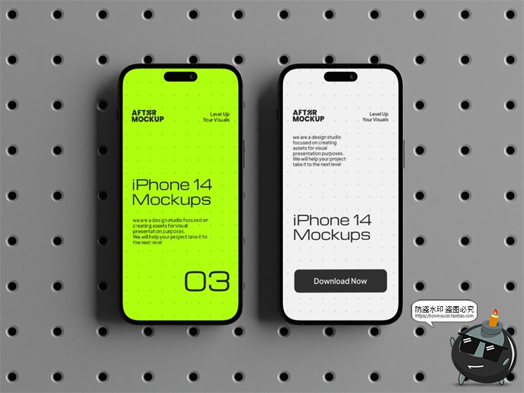 图片[4]-工业风带钉板背景手机屏幕演示作品APPUI效果展示贴图PSD样机模板-设计猿