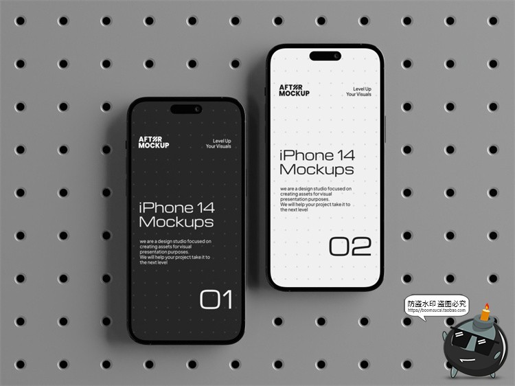 图片[5]-工业风带钉板背景手机屏幕演示作品APPUI效果展示贴图PSD样机模板-设计猿