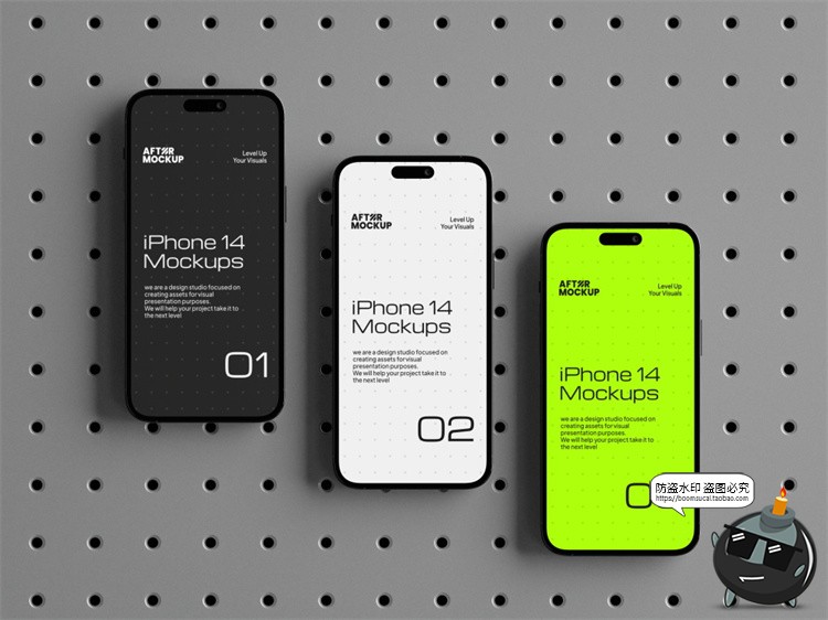 图片[7]-工业风带钉板背景手机屏幕演示作品APPUI效果展示贴图PSD样机模板-设计猿