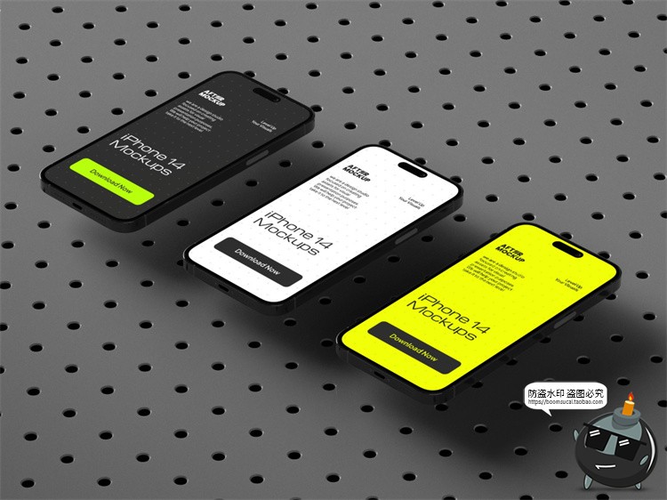 图片[10]-工业风带钉板背景手机屏幕演示作品APPUI效果展示贴图PSD样机模板-设计猿