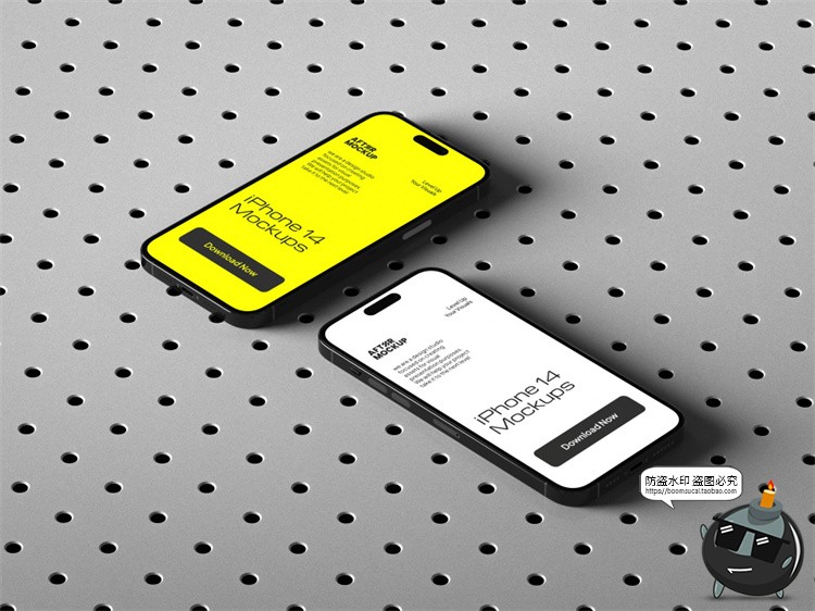 图片[11]-工业风带钉板背景手机屏幕演示作品APPUI效果展示贴图PSD样机模板-设计猿