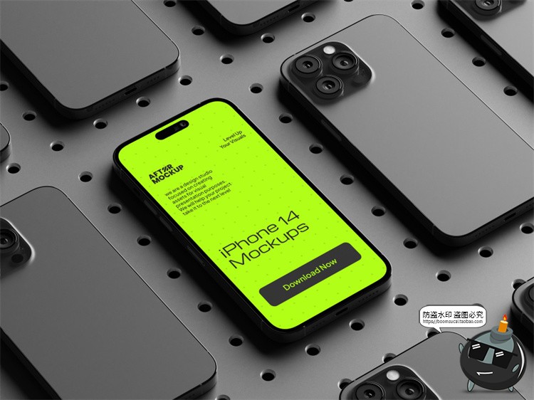 图片[13]-工业风带钉板背景手机屏幕演示作品APPUI效果展示贴图PSD样机模板-设计猿