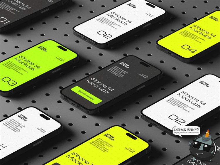 图片[14]-工业风带钉板背景手机屏幕演示作品APPUI效果展示贴图PSD样机模板-设计猿