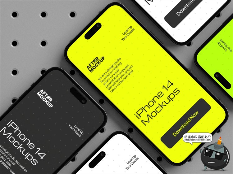 图片[15]-工业风带钉板背景手机屏幕演示作品APPUI效果展示贴图PSD样机模板-设计猿