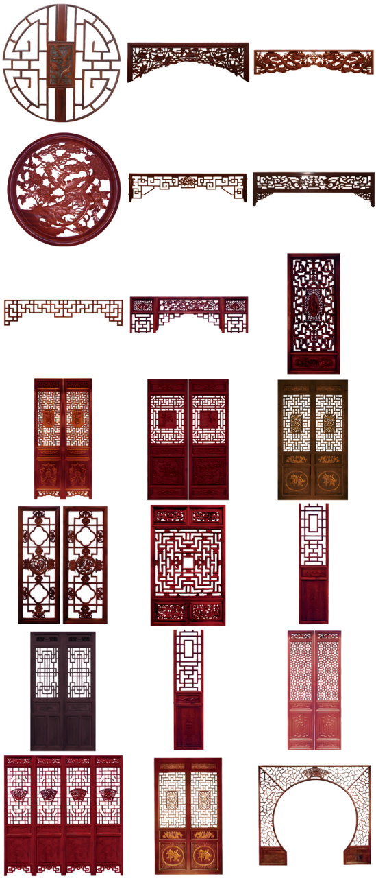 古典家具桌凳椅子门窗户中国复古风古董PNG免抠图片后期设计素材-设计猿