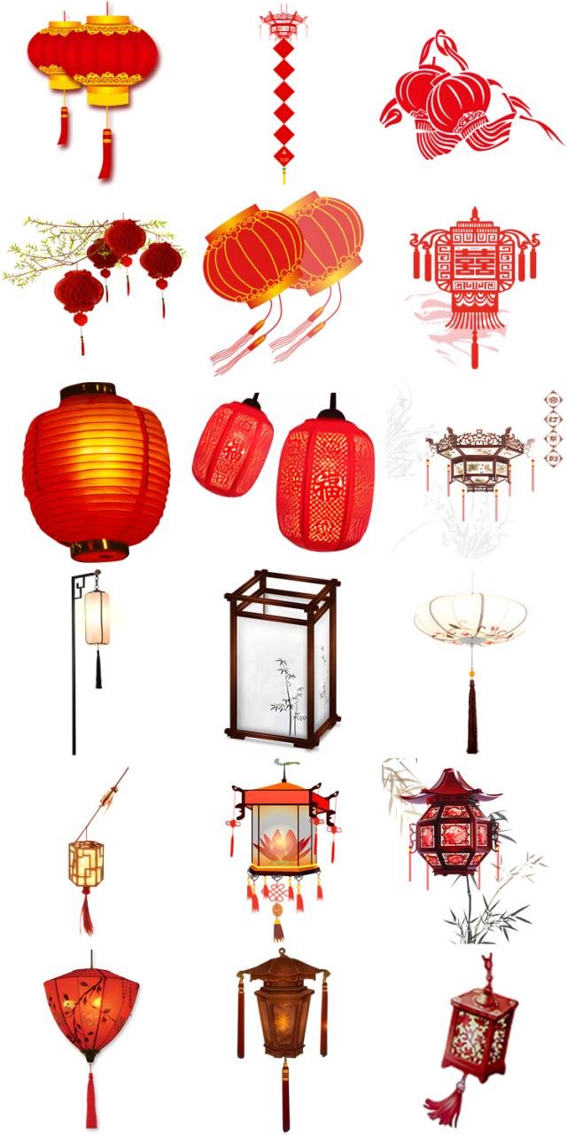 中国风喜庆红色剪纸灯笼古风灯笼古典中国元素PNG免抠PS设计素材-设计猿