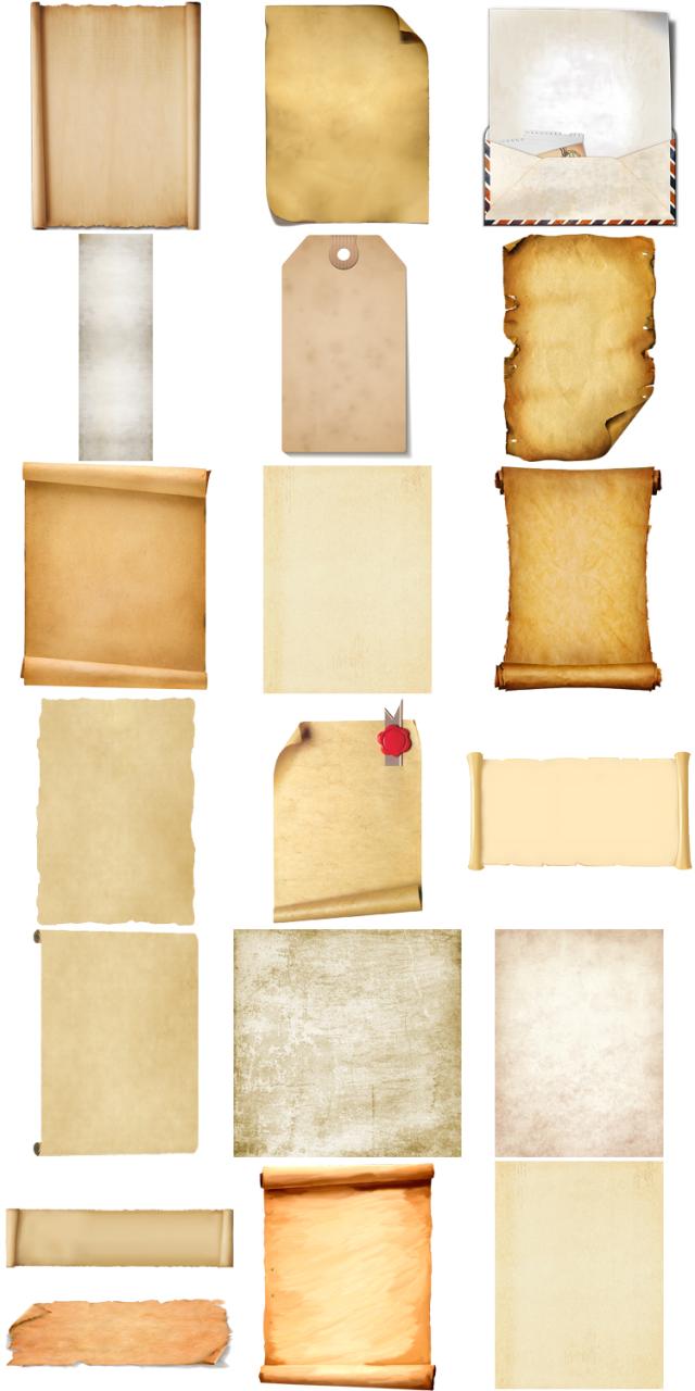 复古牛皮纸羊皮古风卷轴画轴宣纸边框PNG免抠装饰图片背景PS素材-设计猿