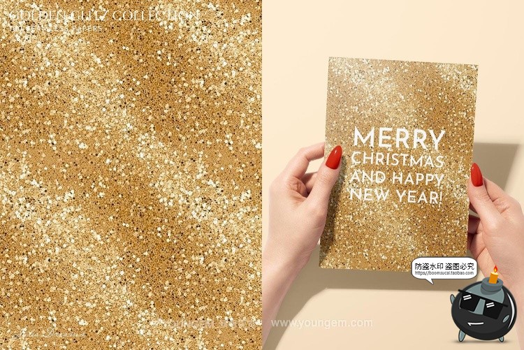 圣诞金粉金沙装饰闪粉亮片金色节日庆典派对背景底纹JPG图片素材-设计猿