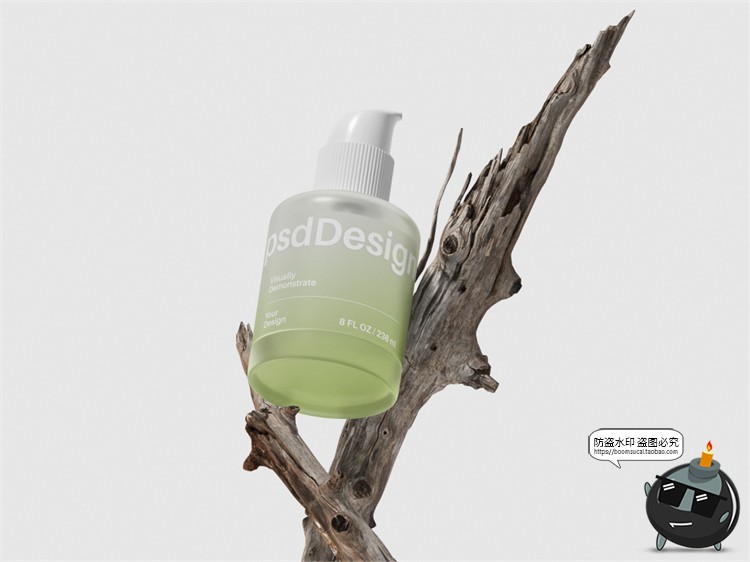 图片[3]-潮流半透明按压泵瓶化妆品美妆粗款瓶子磨砂玻璃包装PSD样机素材-设计猿