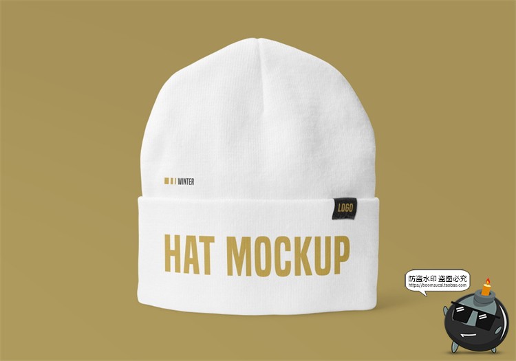 图片[4]-潮牌无檐帽保暖毛线帽头套帽子品牌logo标识贴图样机PSD模板素材-设计猿