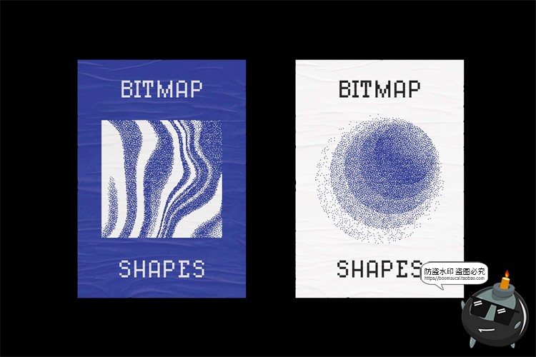 复古潮流艺术科幻半色调抽象VHS低保真怀旧像素PNG元素AI矢量素材-设计猿