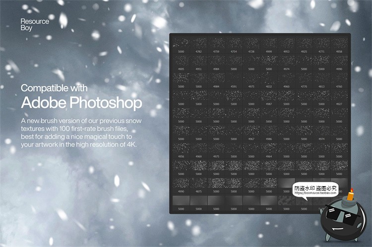 图片[2]-冬季飘雪降雪透明模糊雪花下雪氛围感后期合成PS笔刷abr格式素材-设计猿