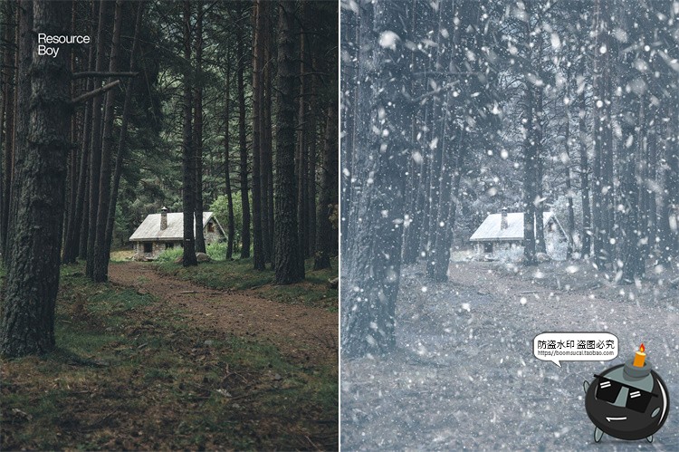 图片[3]-冬季飘雪降雪透明模糊雪花下雪氛围感后期合成PS笔刷abr格式素材-设计猿