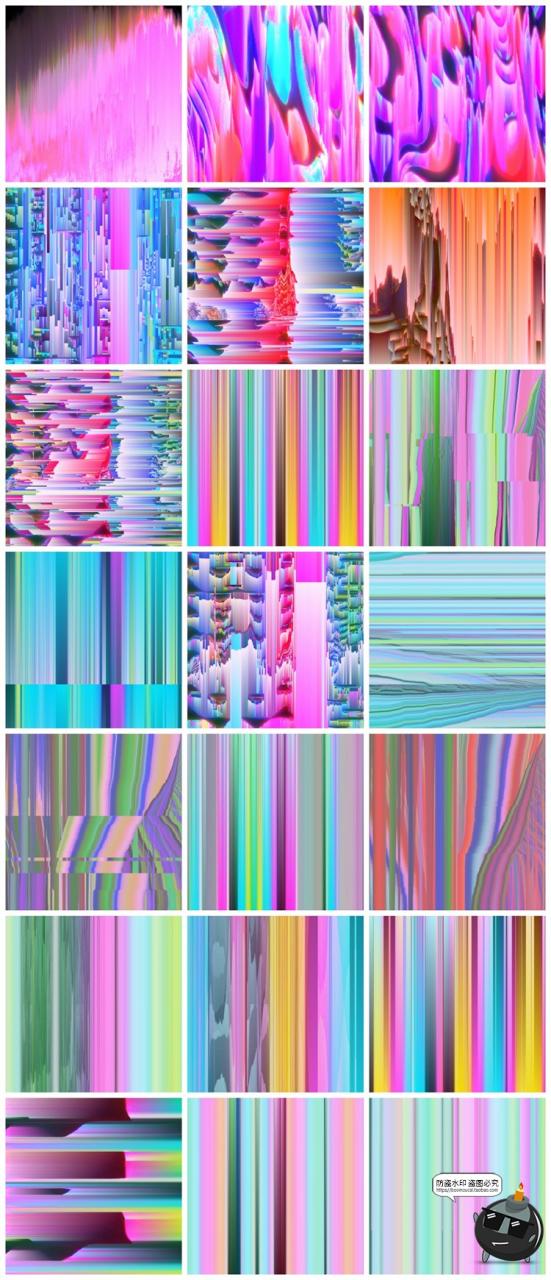 多巴胺鲜艳色彩活力炫酷渐变像素失真故障风艺术背景JPG图片素材-设计猿