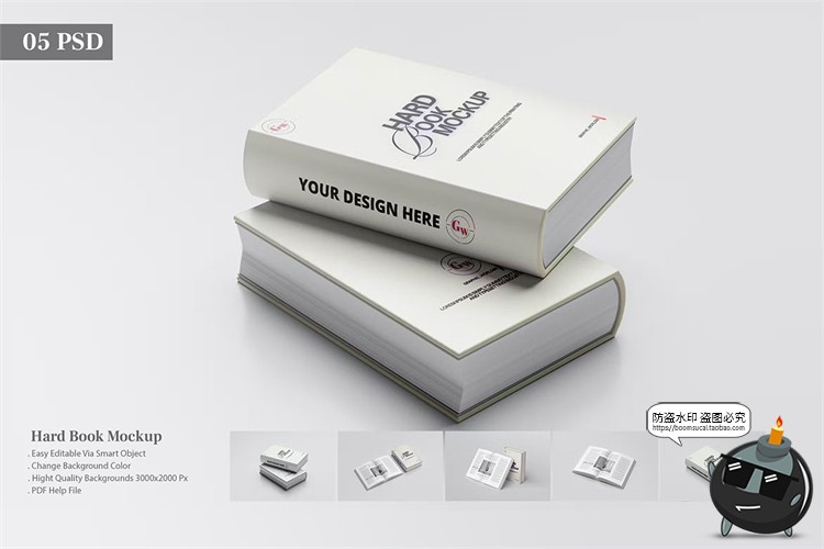 图片[1]-硬面书籍书本厚字典封面内页展示模型贴图样机展示PSD模板PS素材-设计猿