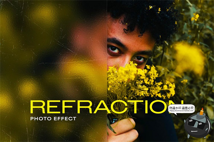 图片[1]-潮流半透明磨砂毛玻璃照片图像模糊雾化滤镜特效样机PSD模板素材-设计猿