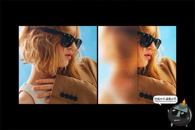 图片[2]-潮流半透明磨砂毛玻璃照片图像模糊雾化滤镜特效样机PSD模板素材-设计猿