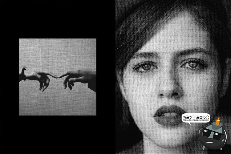 图片[5]-帆布织物粗麻布亚麻材质绘画画像图像照片特效样机PSD模板PS素材-设计猿