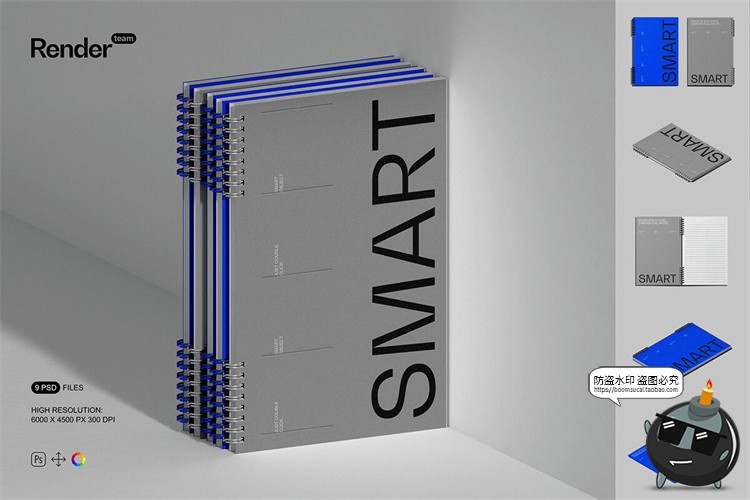 图片[1]-线圈笔记本记事簿文具品牌VI提案作品贴图样机mockups模板PSD素材-设计猿