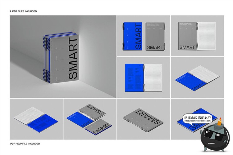图片[2]-线圈笔记本记事簿文具品牌VI提案作品贴图样机mockups模板PSD素材-设计猿