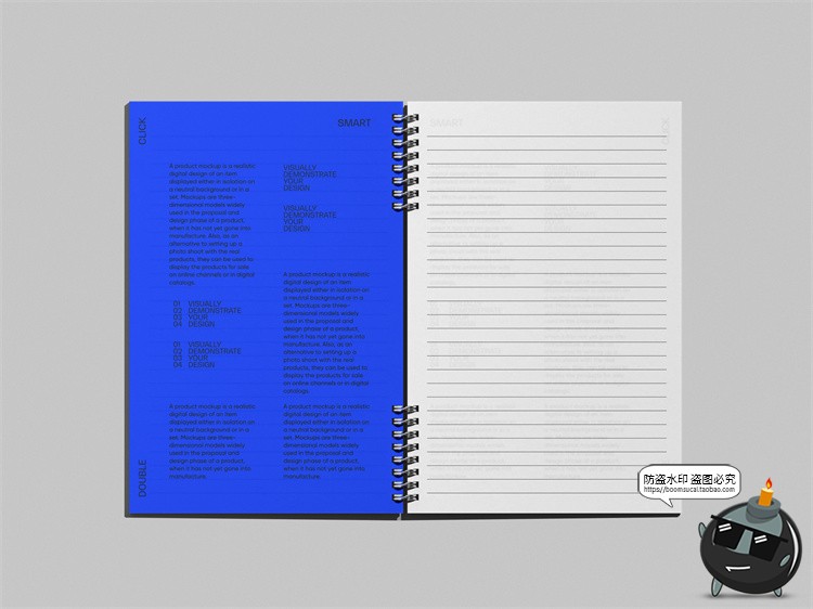 线圈笔记本记事簿文具品牌VI提案作品贴图样机mockups模板PSD素材-设计猿