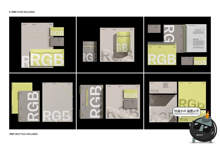 图片[2]-品牌VI提案文具包装信封名片封面作品贴图样机展示PSD模板PS素材-设计猿