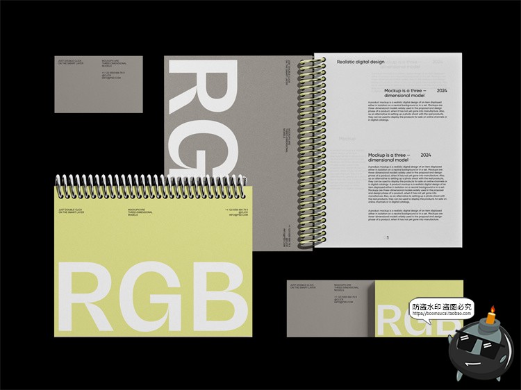 图片[6]-品牌VI提案文具包装信封名片封面作品贴图样机展示PSD模板PS素材-设计猿