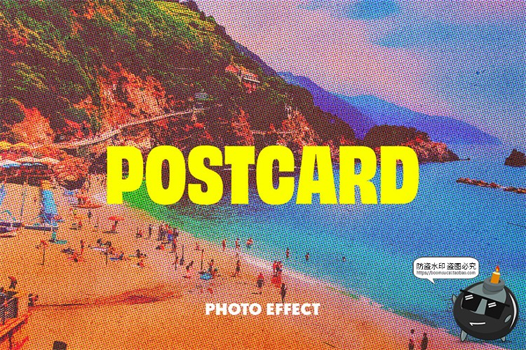 图片[1]-潮流复古怀旧半调颗粒噪点图像老照片明信片滤镜特效PSD模板样机-设计猿