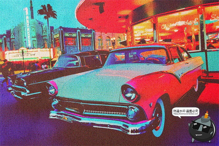 图片[6]-潮流复古怀旧半调颗粒噪点图像老照片明信片滤镜特效PSD模板样机-设计猿