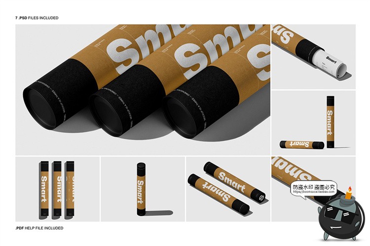 图片[2]-牛皮纸筒海报筒长筒圆形打包纸管包装展示效果图样机PSD模板素材-设计猿