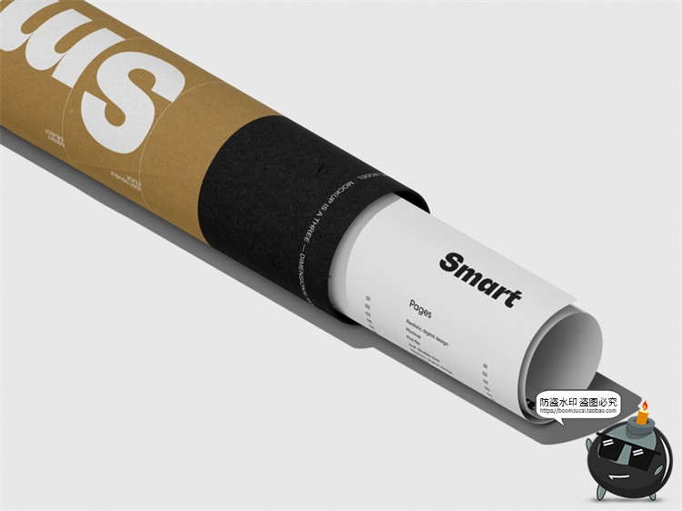 图片[3]-牛皮纸筒海报筒长筒圆形打包纸管包装展示效果图样机PSD模板素材-设计猿