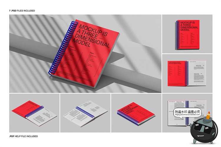 图片[2]-线圈笔记本日程记事簿手账文具封面效果图展示PSD模板样机PS素材-设计猿